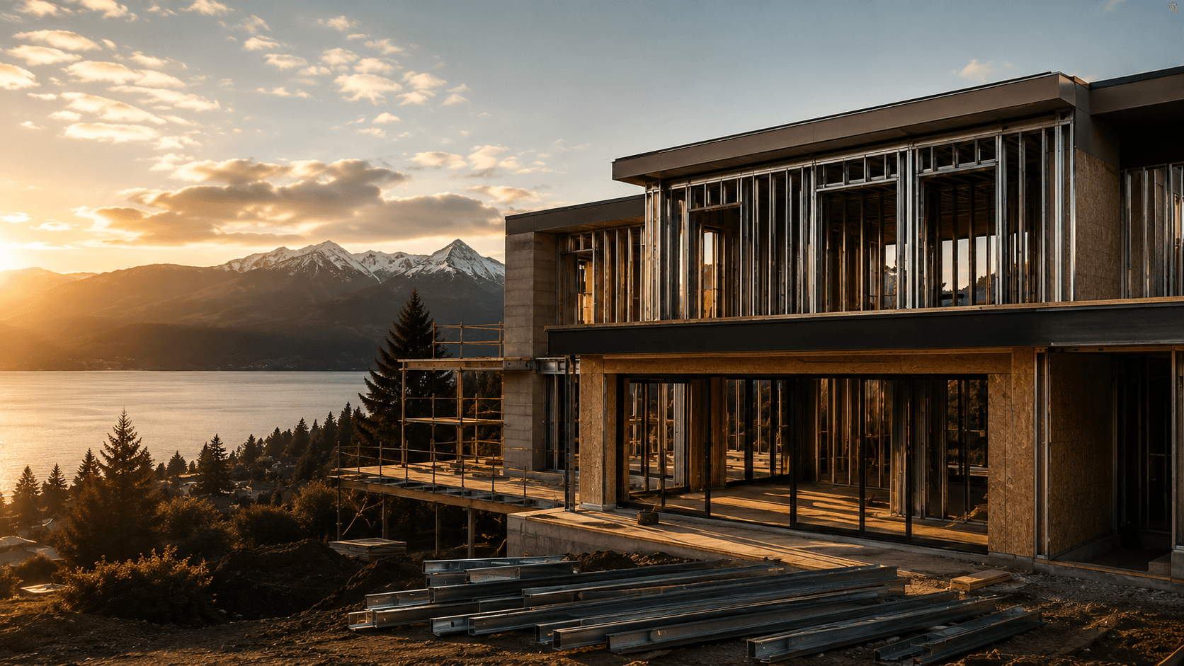 Vivienda moderna en construcción en Bariloche